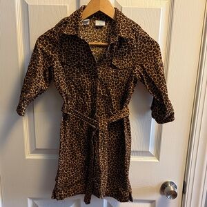 leopard print corduroy dress